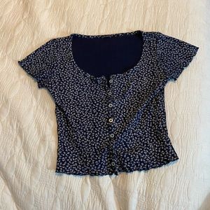 brandy melville flower pattern button up shirt